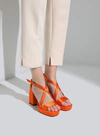 برتقالي - حذاء كعب عالي - أحذية سهرة