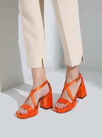 برتقالي - حذاء كعب عالي - أحذية سهرة