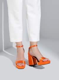 Orange - High Heel - Evening Shoes