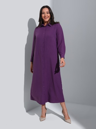 Dark Purple - Plus Size Dress - Alia