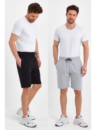 Black - Gray - Men`s Shorts - Metalic
