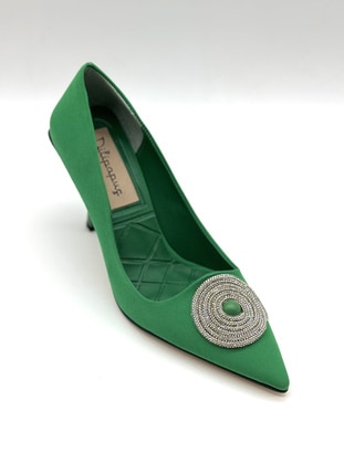Green - High Heel - Evening Shoes - Dilipapuç