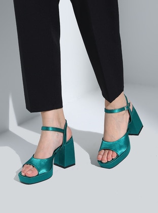 Dark Green - High Heel - Evening Shoes - Dilipapuç
