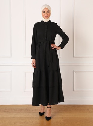 Black - Modest Dress - Refka