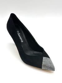 Black Suede - High Heel - Evening Shoes
