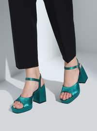 Dark Green - High Heel - Evening Shoes