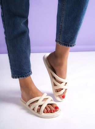 Cream - Sandal - Slippers - Shoescloud