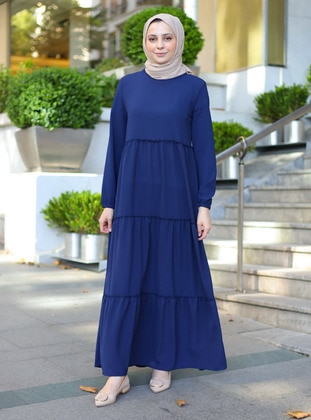 Navy Blue - Modest Dress - ZENANE