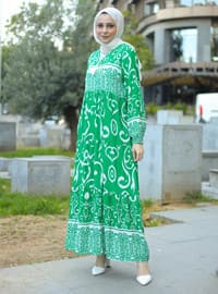 أخضر زمردي - نسيج غير مبطن - فستان