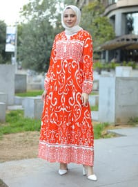 Orange - Unlined - Modest Dress