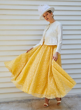 Yellow - Fully Lined - Skirt - Al Tatari