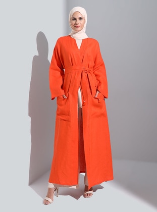 Unlined - Orange - Crew neck - Kimono - Meryem Acar