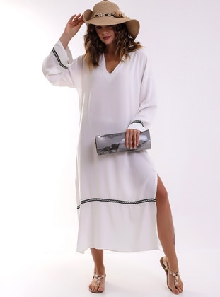 White - Modest Dress - Ladymina Pijama