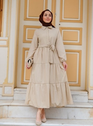 Stone Color - Modest Dress - Locco Moda