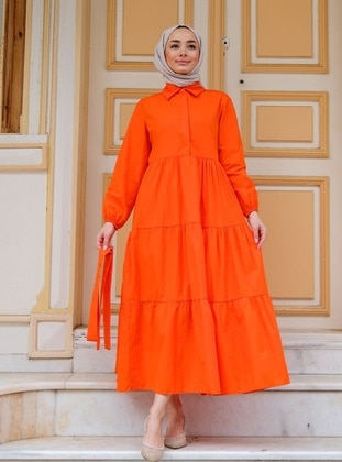 Orange - Modest Dress - Locco Moda