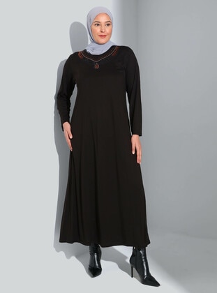 Black - Plus Size Dress - GELİNCE