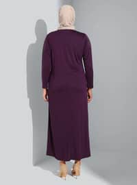 زهري - فستان مقاس كبير