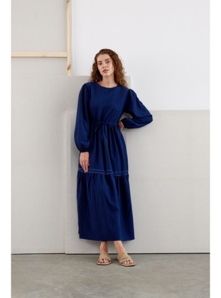 Navy Blue - Modest Dress - Moylin