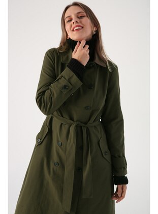 Green - Fully Lined - Trench Coat - ALLDAY