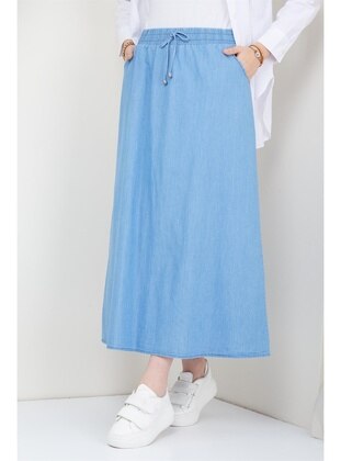 Light Blue - Denim Skirt - Hafsa Mina