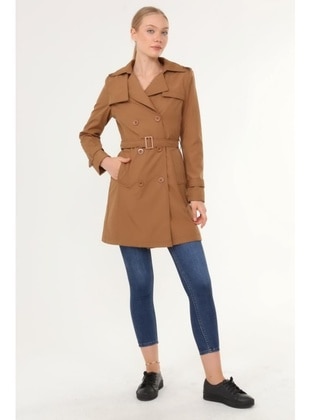 Tan - Plus Size Trench coat - Jamila