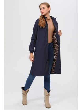 Navy Blue - Trench Coat - Jamila