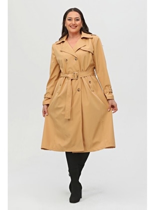 Camel - Plus Size Trench coat - Jamila