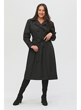 Black - Plus Size Trench coat - Jamila