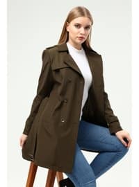 Khaki - Plus Size Trench coat