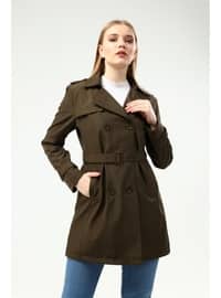 Khaki - Plus Size Trench coat