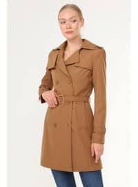 Tan - Plus Size Trench coat