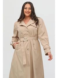 Beige - Plus Size Trench coat