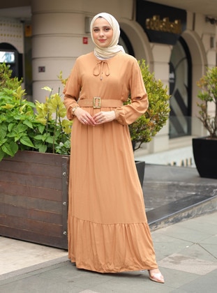 Light Coffe Brown - Modest Dress - ZENANE