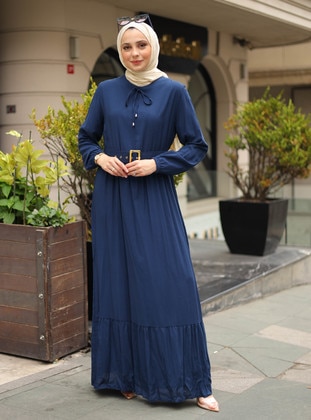 Navy Blue - Modest Dress - ZENANE