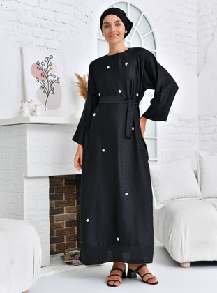 Black - Modest Dress - Tuncay