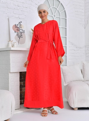 Red - Modest Dress - Tuncay