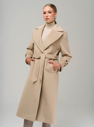 Beige - Coat - Olcay