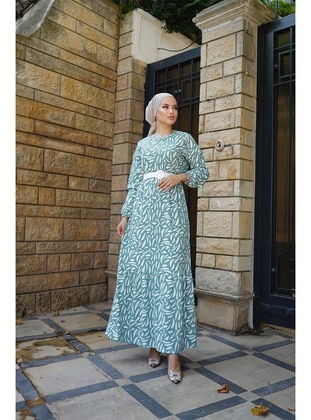 Mint Green - Unlined - Modest Dress - Burcu Fashion