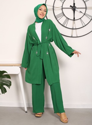 Green - Unlined - Suit - Vav