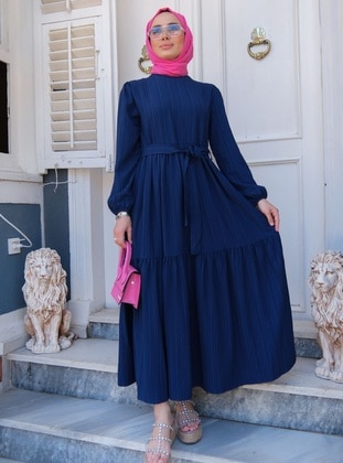 Navy Blue - Modest Dress - Locco Moda