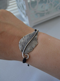 Blatt Armband Silberfarben