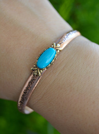 Türkis Stein Kupfer Armband Blau