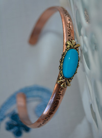 Türkis Stein Kupfer Armband Blau
