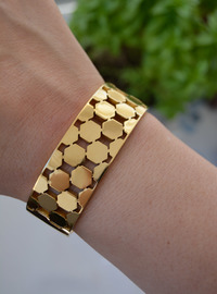 Bracelet Acier Nid d'Abeille Or