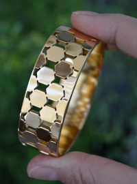 Bracelet Acier Nid d'Abeille Or