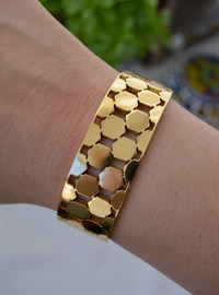 Bracelet Acier Nid d'Abeille Or