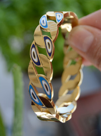 Bracelet Acier Oeil Turc Or
