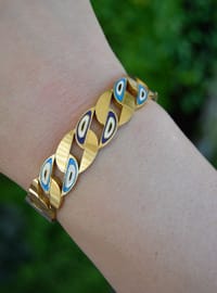 Bracelet Acier Oeil Turc Or