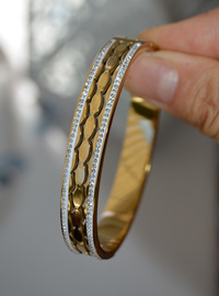 Bracelet Manchette Zircon Or