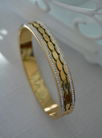 Bracelet Manchette Zircon Or